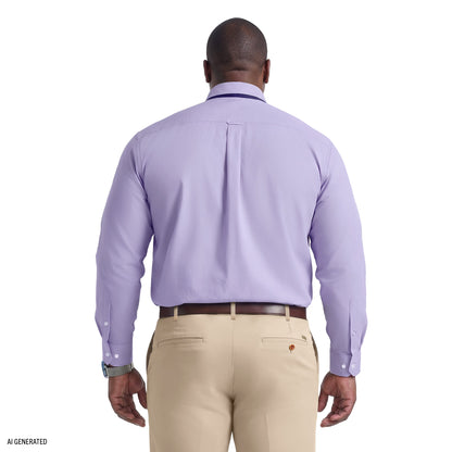 Izod BIG & TALL ALL-OVER STRETCH L/S STRIPED BUTTON-DOWN DRESS SHIRT - DAHL