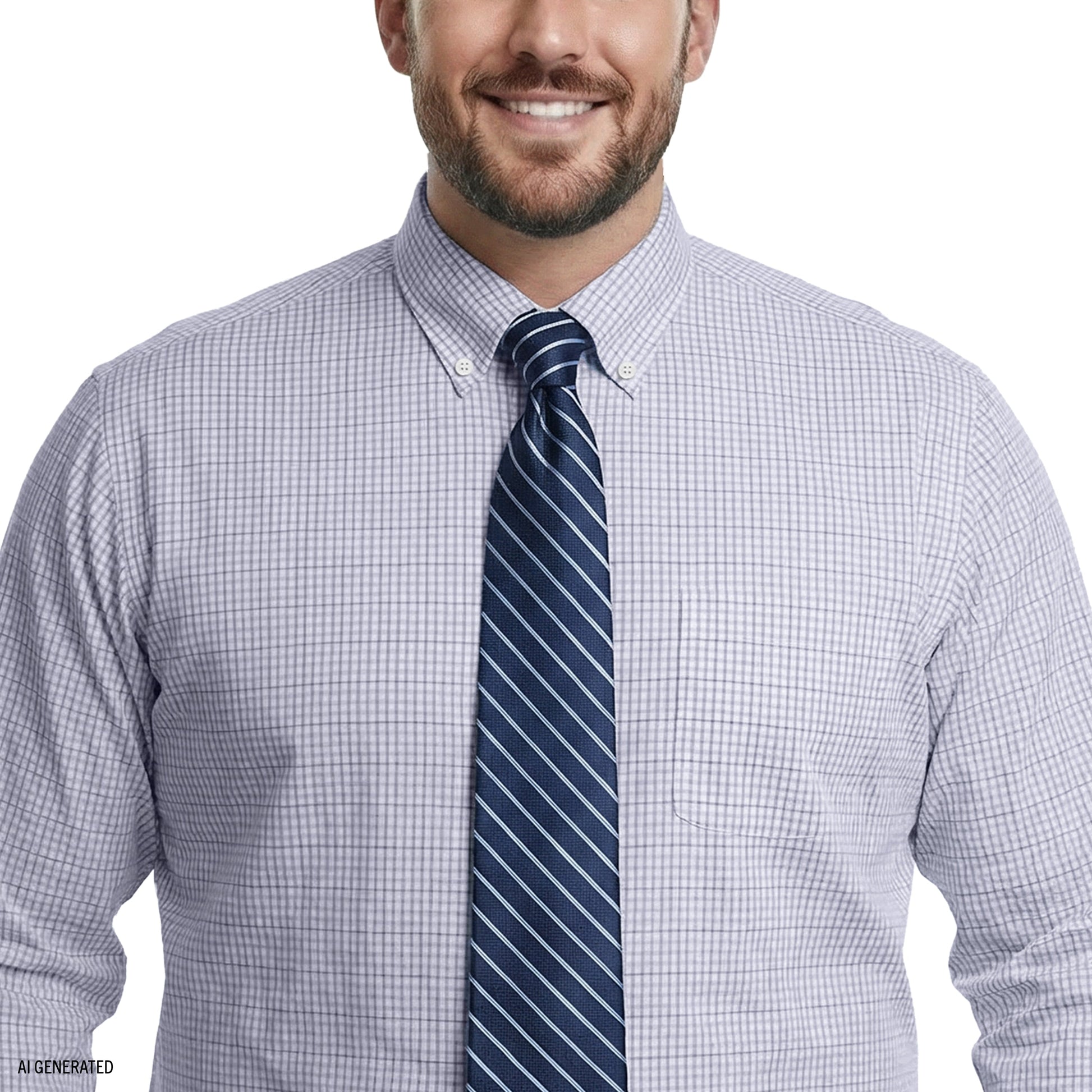 Izod BIG & TALL ALL-OVER STRETCH L/S PLAID BUTTON-DOWN DRESS SHIRT - PAGODA