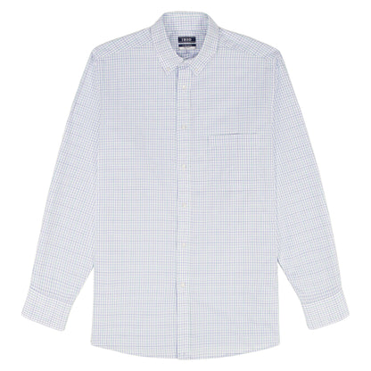 Izod BIG & TALL ALL-OVER STRETCH L/S PLAID BUTTON-DOWN DRESS SHIRT - PAGODA
