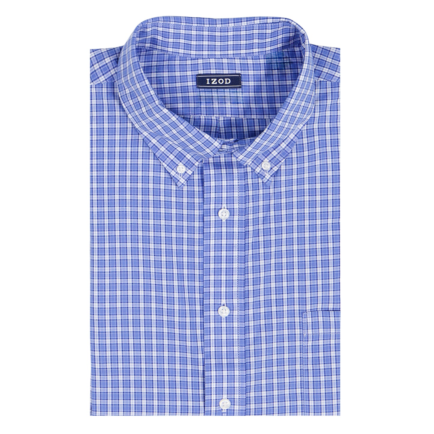 Izod BIG & TALL ALL-OVER STRETCH L/S PLAID BUTTON-DOWN DRESS SHIRT - ULTRAM