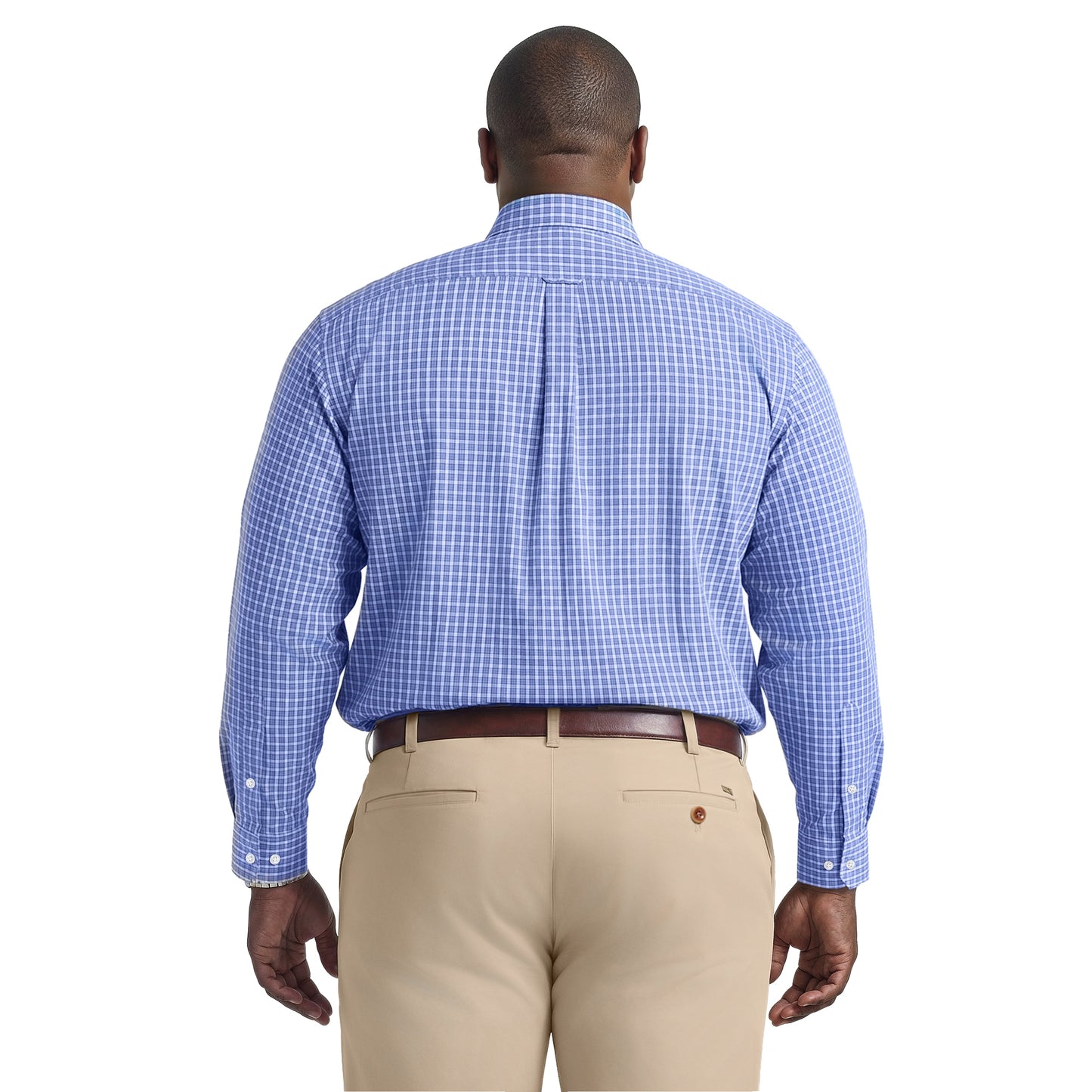 Izod BIG & TALL ALL-OVER STRETCH L/S PLAID BUTTON-DOWN DRESS SHIRT - ULTRAM