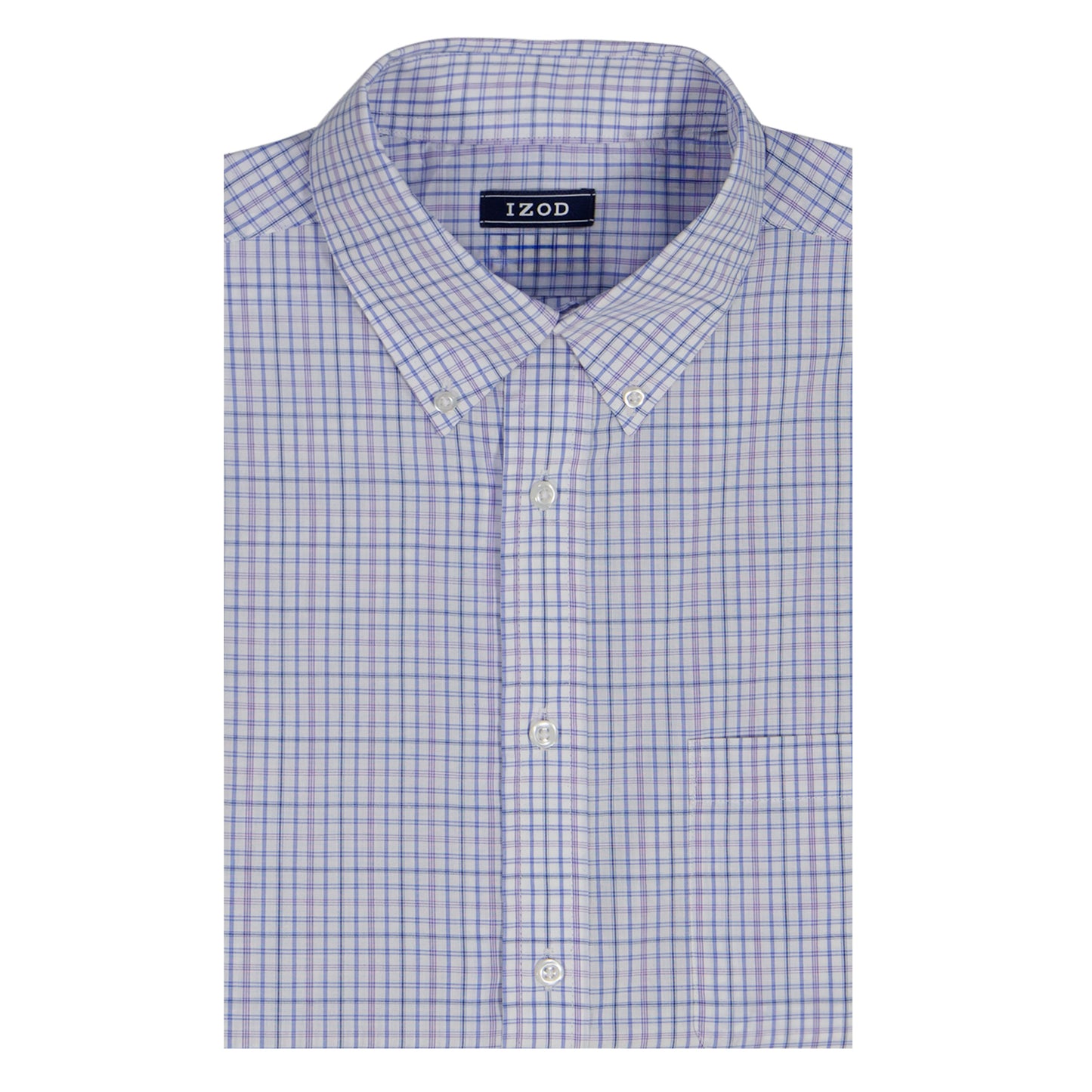 Izod BIG & TALL ALL-OVER STRETCH L/S PLAID BUTTON-DOWN DRESS SHIRT - DAHLIA