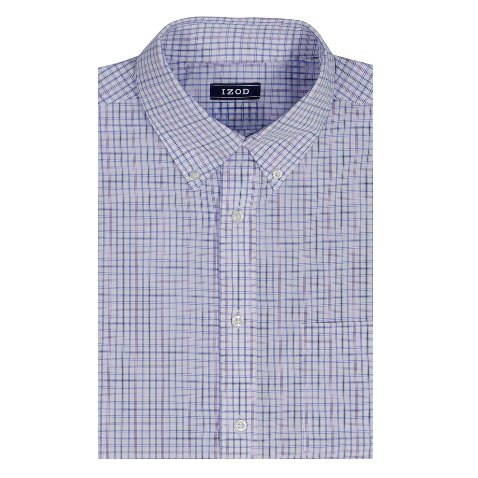 Izod BIG & TALL ALL-OVER STRETCH L/S PLAID BUTTON-DOWN DRESS SHIRT - DAHLIA