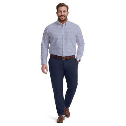 Izod BIG & TALL ALL-OVER STRETCH L/S PLAID BUTTON-DOWN DRESS SHIRT - DAHLIA