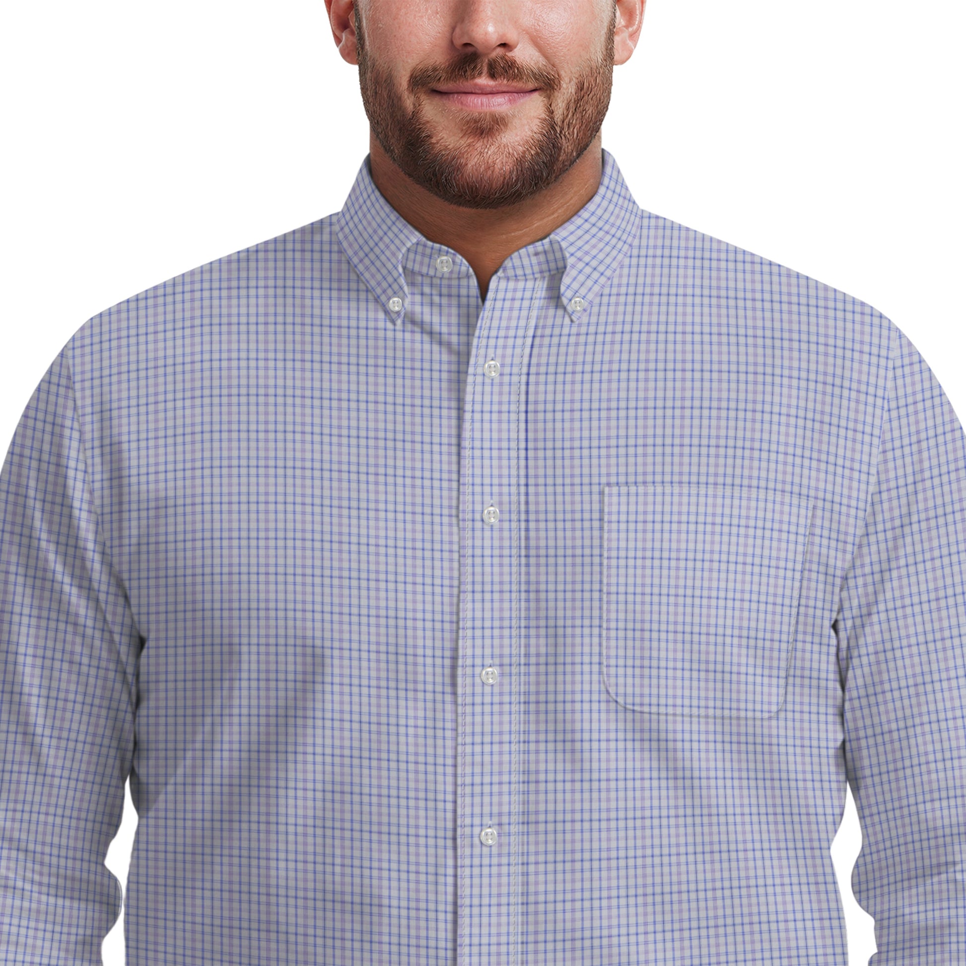 Izod BIG & TALL ALL-OVER STRETCH L/S PLAID BUTTON-DOWN DRESS SHIRT - DAHLIA