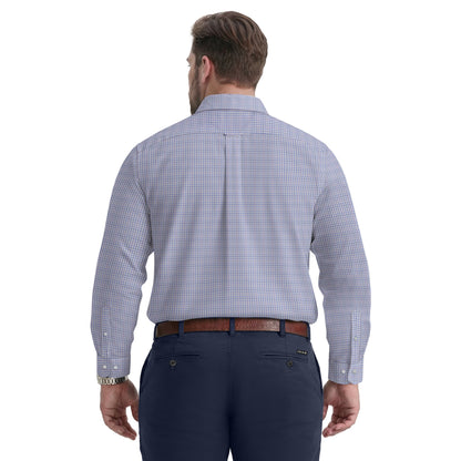 Izod BIG & TALL ALL-OVER STRETCH L/S PLAID BUTTON-DOWN DRESS SHIRT - DAHLIA