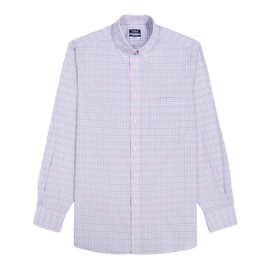 Izod BIG & TALL ALL-OVER STRETCH L/S PLAID BUTTON-DOWN DRESS SHIRT - CONE F