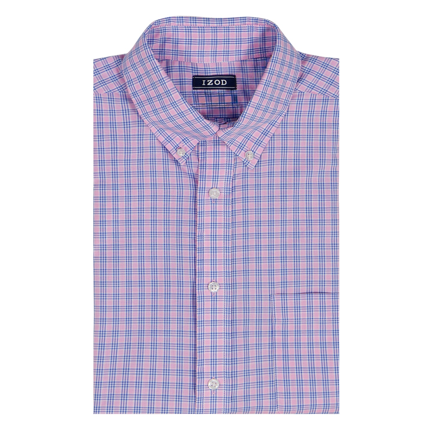 Izod BIG & TALL ALL-OVER STRETCH L/S PLAID BUTTON-DOWN DRESS SHIRT - LILAC