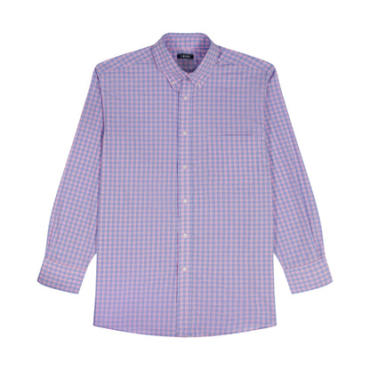 Izod BIG & TALL ALL-OVER STRETCH L/S PLAID BUTTON-DOWN DRESS SHIRT - LILAC