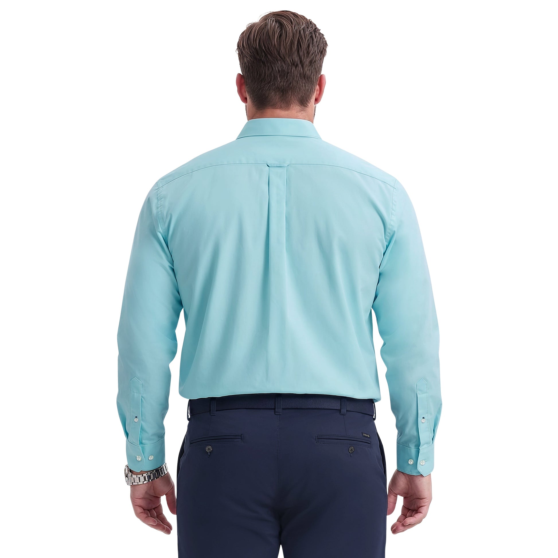 Izod BIG & TALL ALL-OVER STRETCH L/S BUTTON-DOWN DRESS SHIRT - LIMPET SHELL