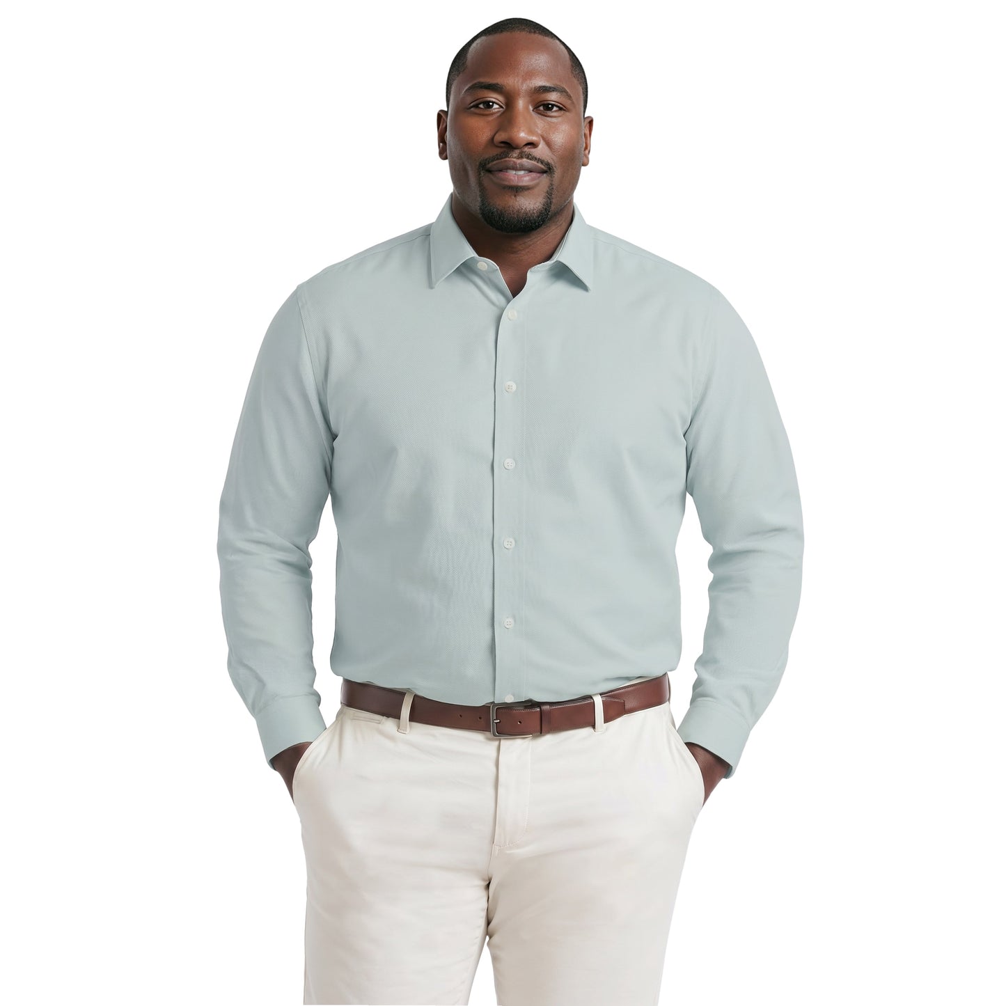 Izod BIG & TALL ROYAL TEXTURE L/S BUTTON-DOWN DRESS SHIRT - HARBOR GRAY