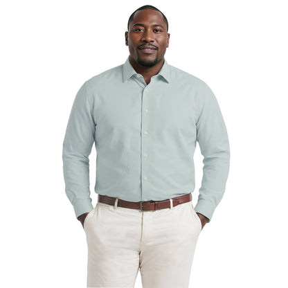 Izod BIG & TALL ROYAL TEXTURE L/S BUTTON-DOWN DRESS SHIRT - HARBOR GRAY