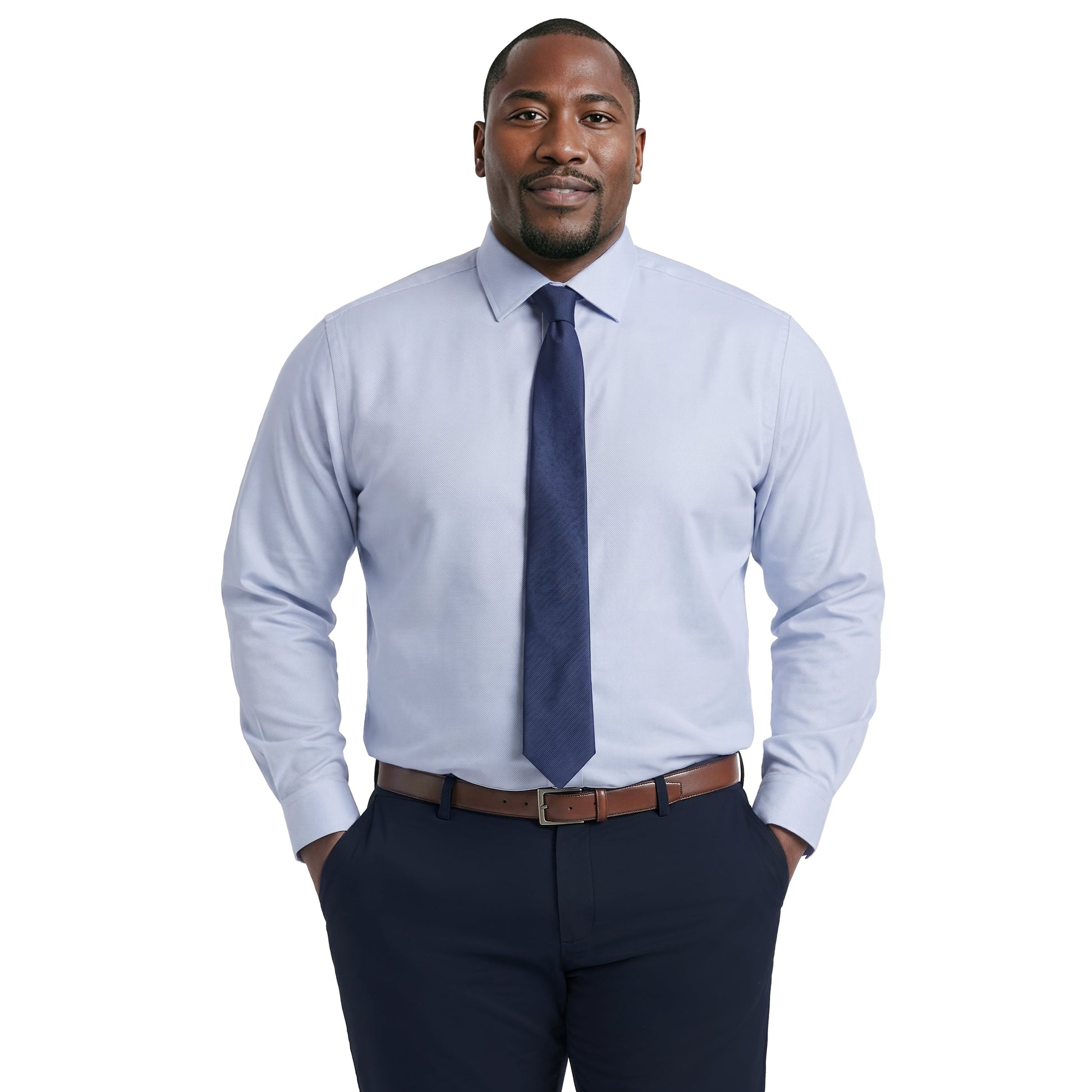 Izod BIG & TALL ROYAL TEXTURE L/S BUTTON-DOWN DRESS SHIRT - CHAMBRAY BLUE