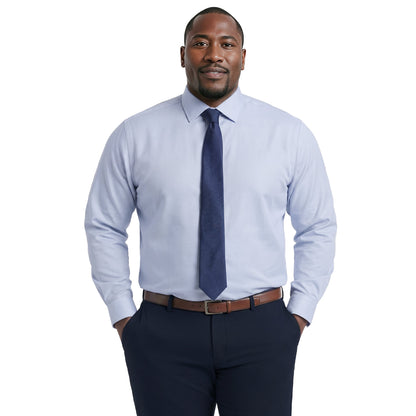 Izod BIG & TALL ROYAL TEXTURE L/S BUTTON-DOWN DRESS SHIRT - CHAMBRAY BLUE