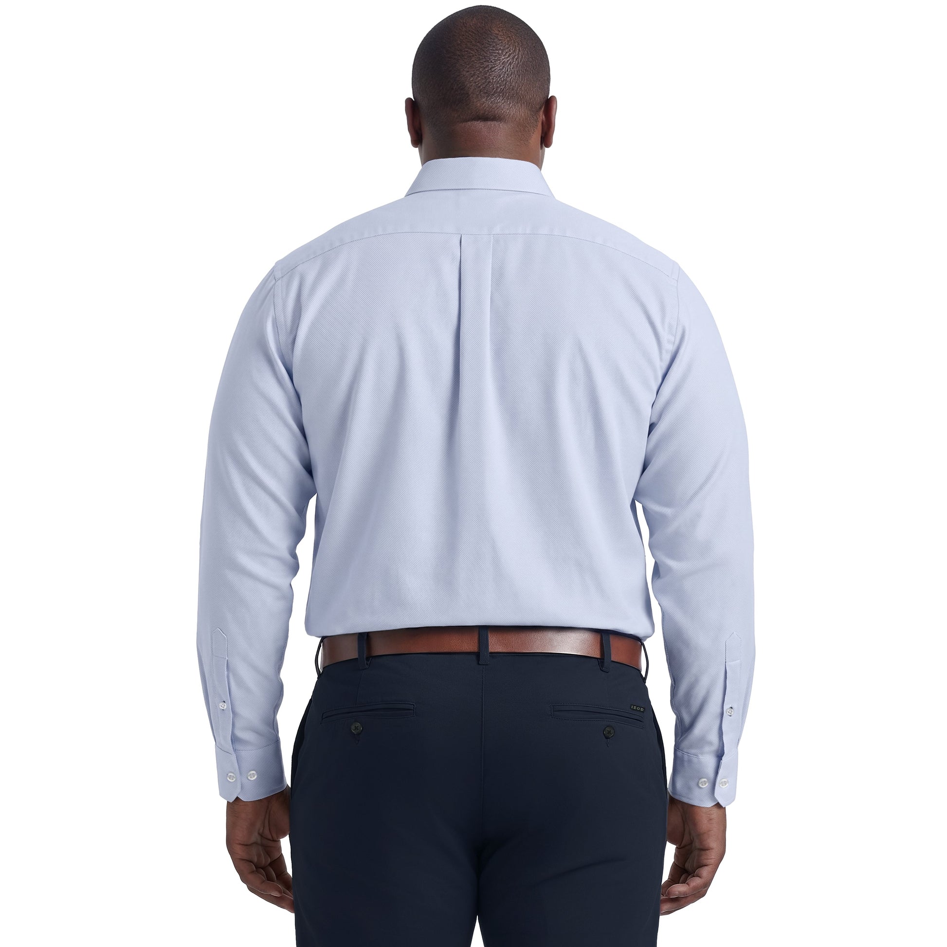 Izod BIG & TALL ROYAL TEXTURE L/S BUTTON-DOWN DRESS SHIRT - CHAMBRAY BLUE