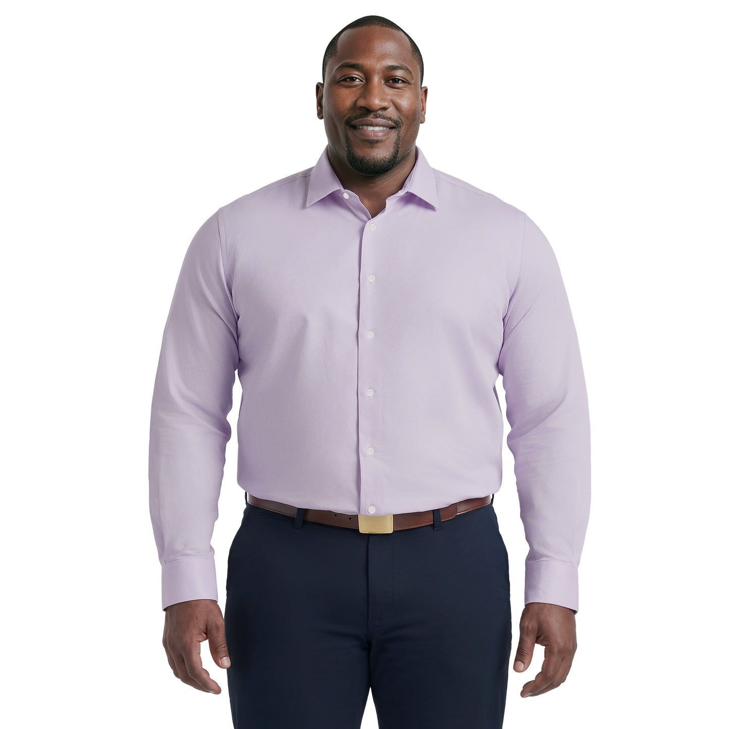 Izod BIG & TALL ROYAL TEXTURE L/S BUTTON-DOWN DRESS SHIRT - PASTEL LILAC