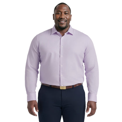 Izod BIG & TALL ROYAL TEXTURE L/S BUTTON-DOWN DRESS SHIRT - PASTEL LILAC