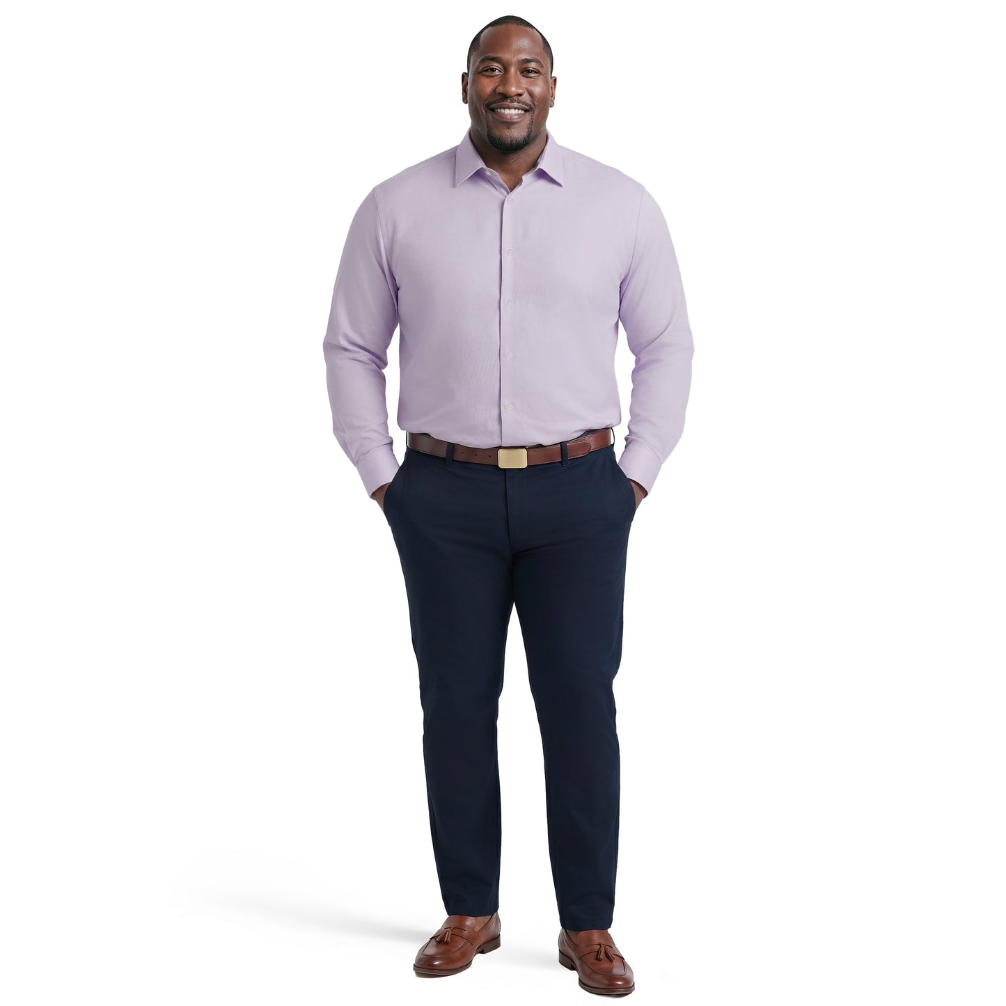 Izod BIG & TALL ROYAL TEXTURE L/S BUTTON-DOWN DRESS SHIRT - PASTEL LILAC