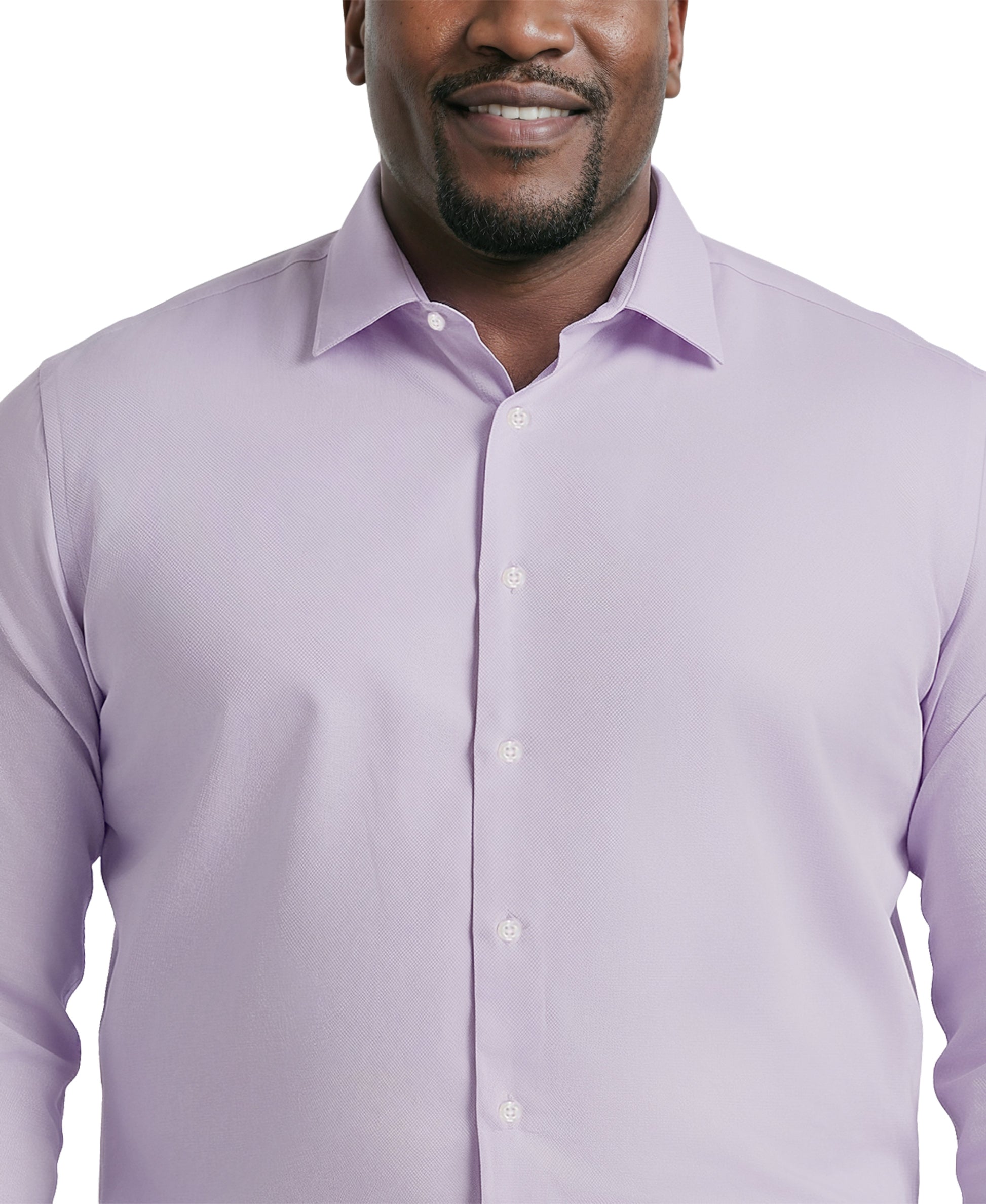 Izod BIG & TALL ROYAL TEXTURE L/S BUTTON-DOWN DRESS SHIRT - PASTEL LILAC