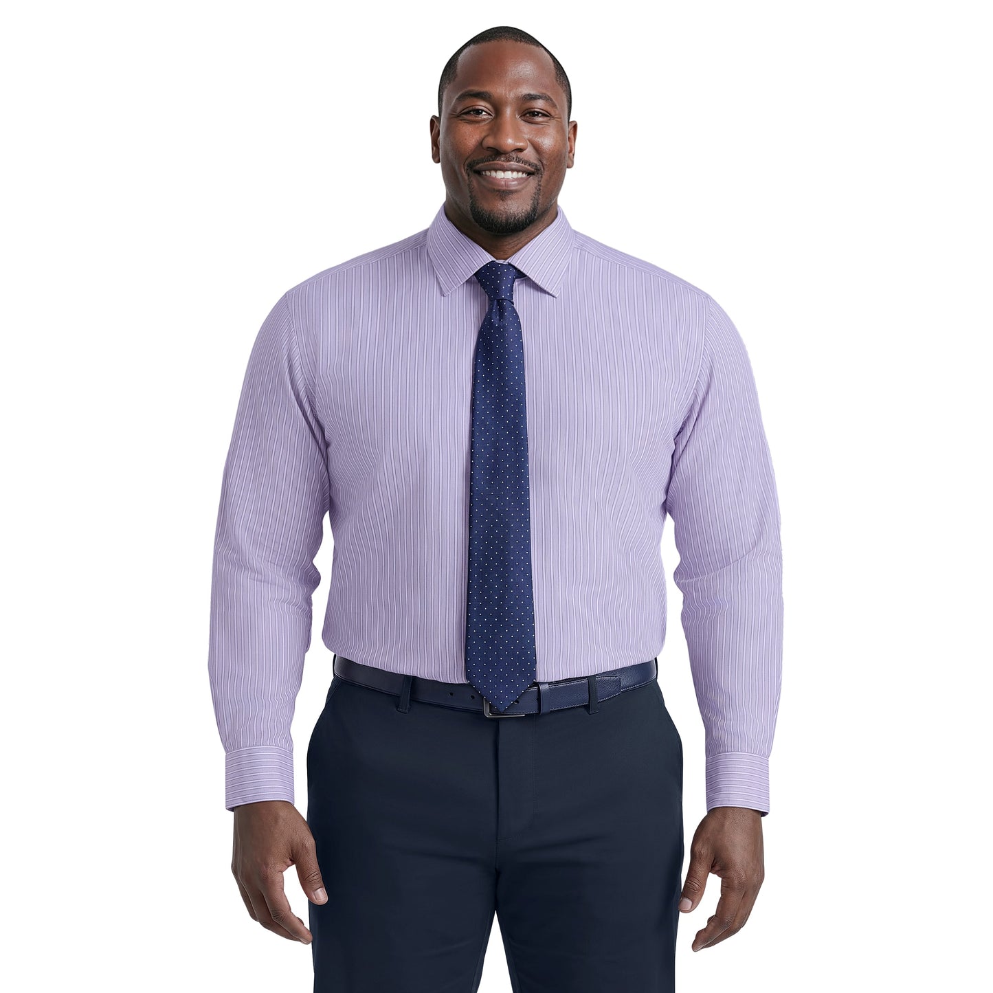 Izod BIG & TALL ROYAL TEXTURE L/S BUTTON-DOWN DRESS SHIRT - GRAPE MIST