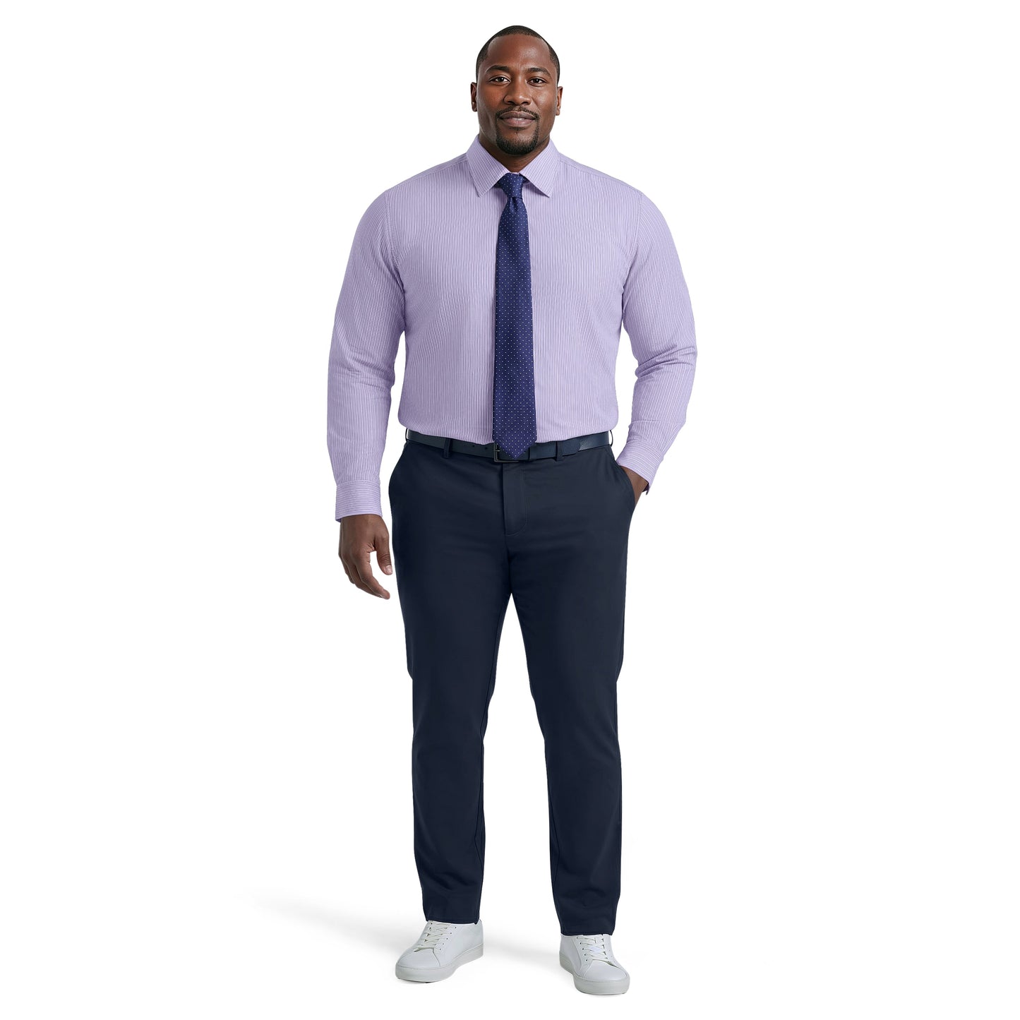 Izod BIG & TALL ROYAL TEXTURE L/S BUTTON-DOWN DRESS SHIRT - GRAPE MIST