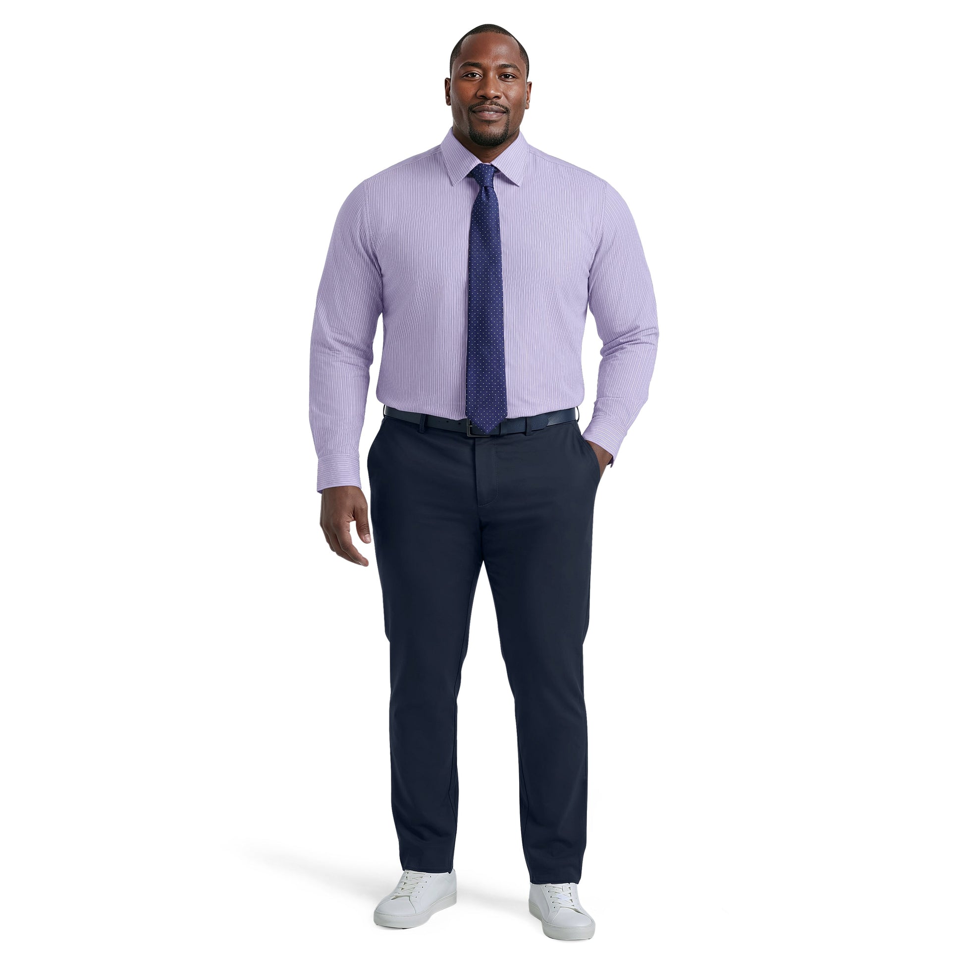 Izod BIG & TALL ROYAL TEXTURE L/S BUTTON-DOWN DRESS SHIRT - GRAPE MIST