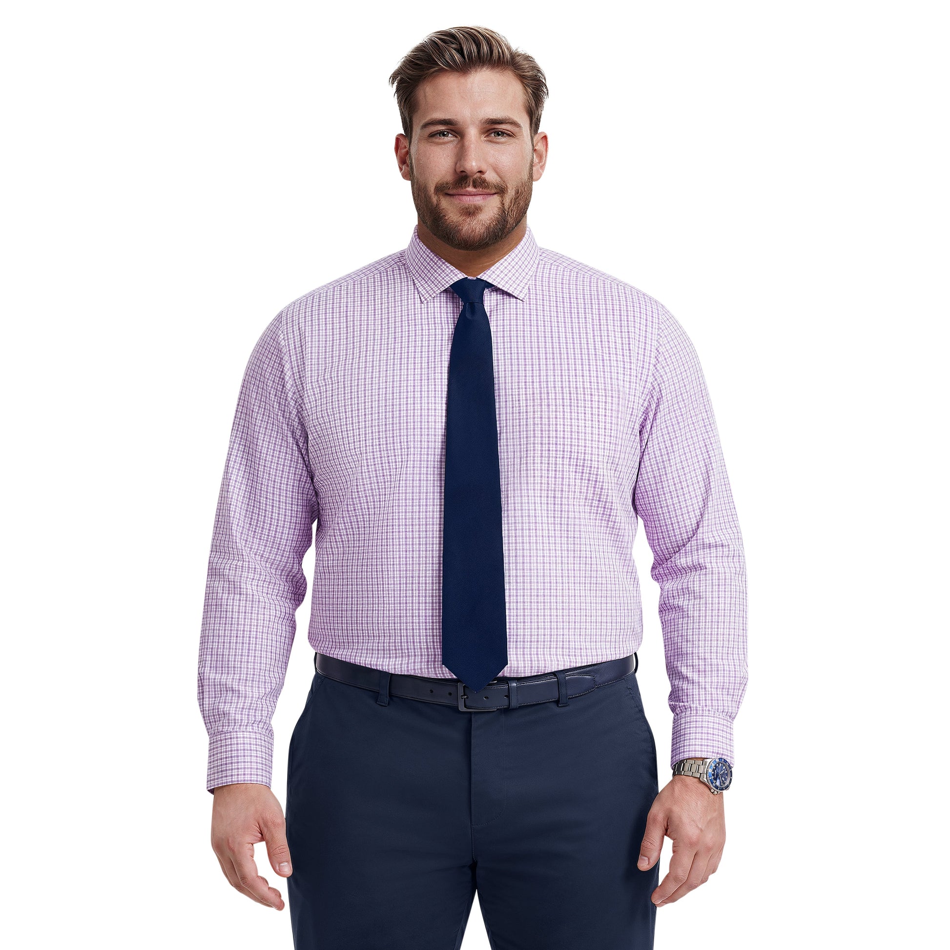 Izod BIG & TALL ROYAL TEXTURE L/S BUTTON-DOWN DRESS SHIRT - ENGLISH LAVENDE