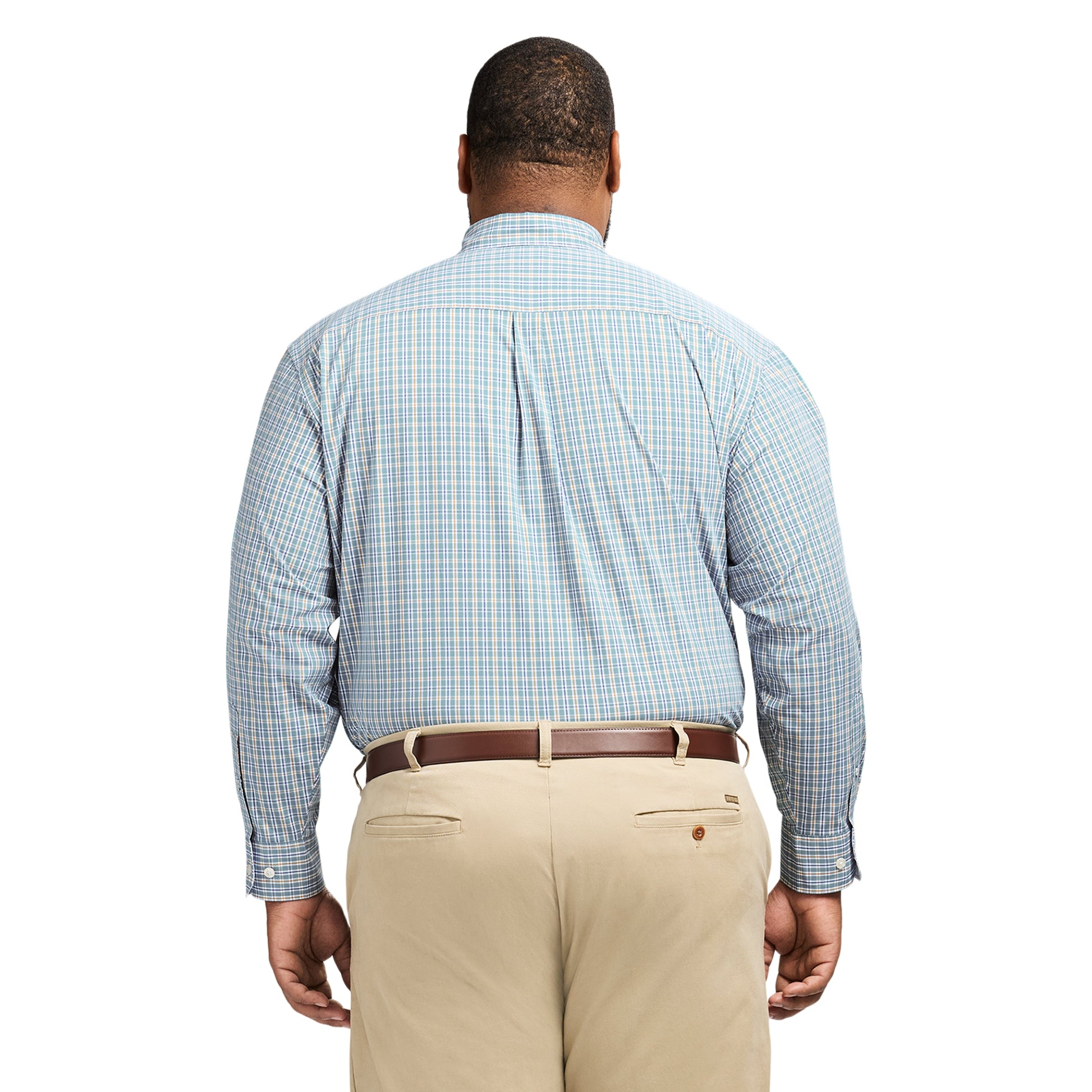Izod Big & Tall Performance Comfort L/S Plaid Shirt - Larkspur