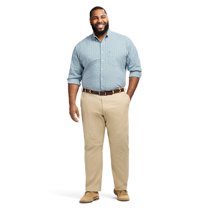 Izod Big & Tall Performance Comfort L/S Plaid Shirt - Larkspur