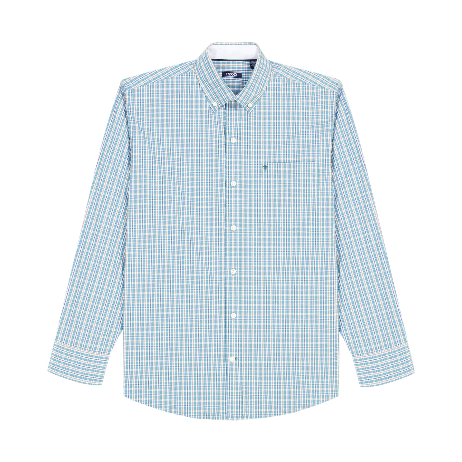 Izod Big & Tall Performance Comfort L/S Plaid Shirt - Larkspur