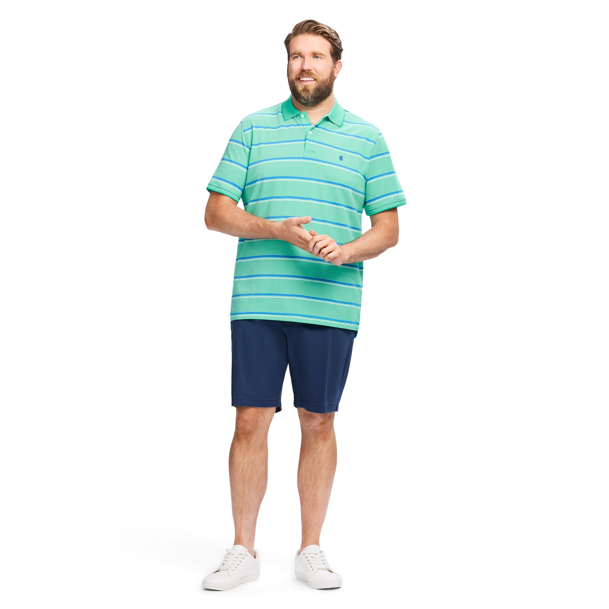 Izod BIG & TALL ADVANTAGE PERFORMANCE STRIPED POLO - BILLIARD