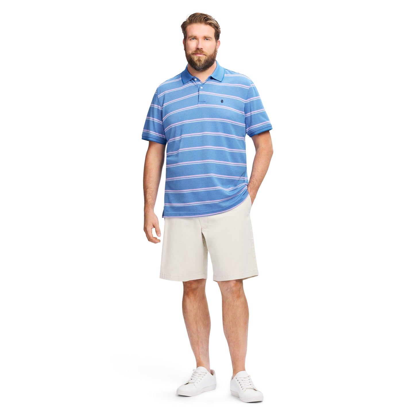 Izod BIG & TALL ADVANTAGE PERFORMANCE STRIPED POLO - LAPIS BLUE