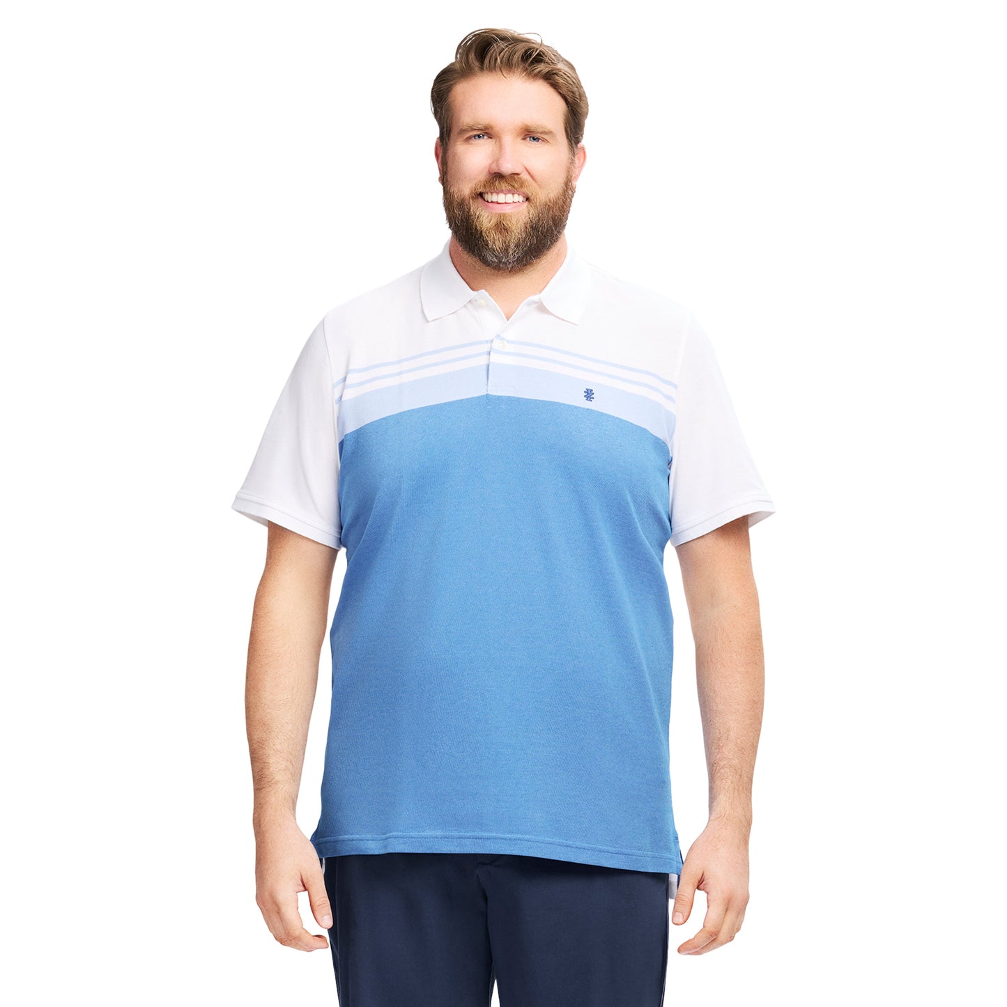 Izod BIG & TALL ADVANTAGE PERFORMANCE STRIPED POLO - BRIGHT WHITE
