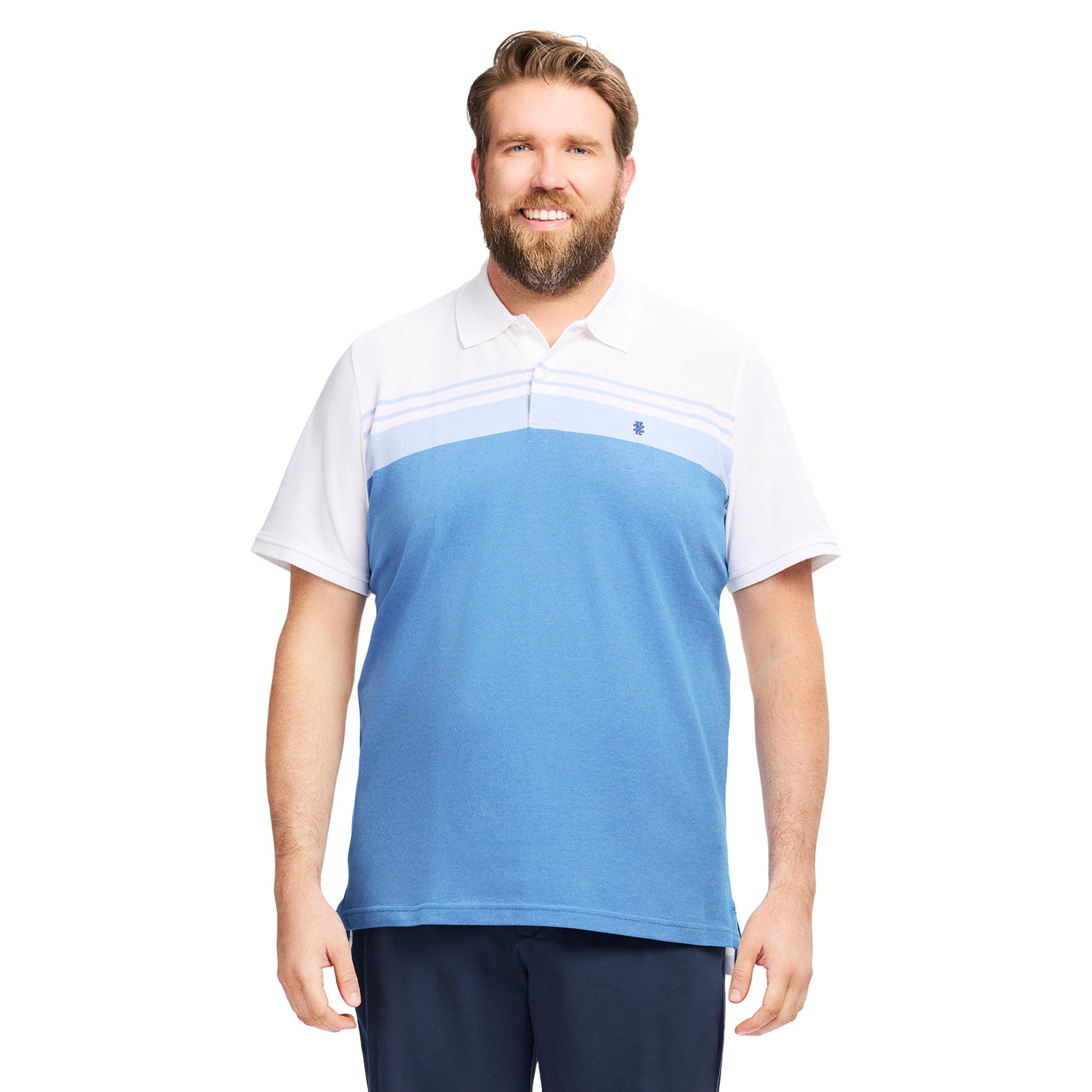 Izod BIG & TALL ADVANTAGE PERFORMANCE STRIPED POLO - BRIGHT WHITE