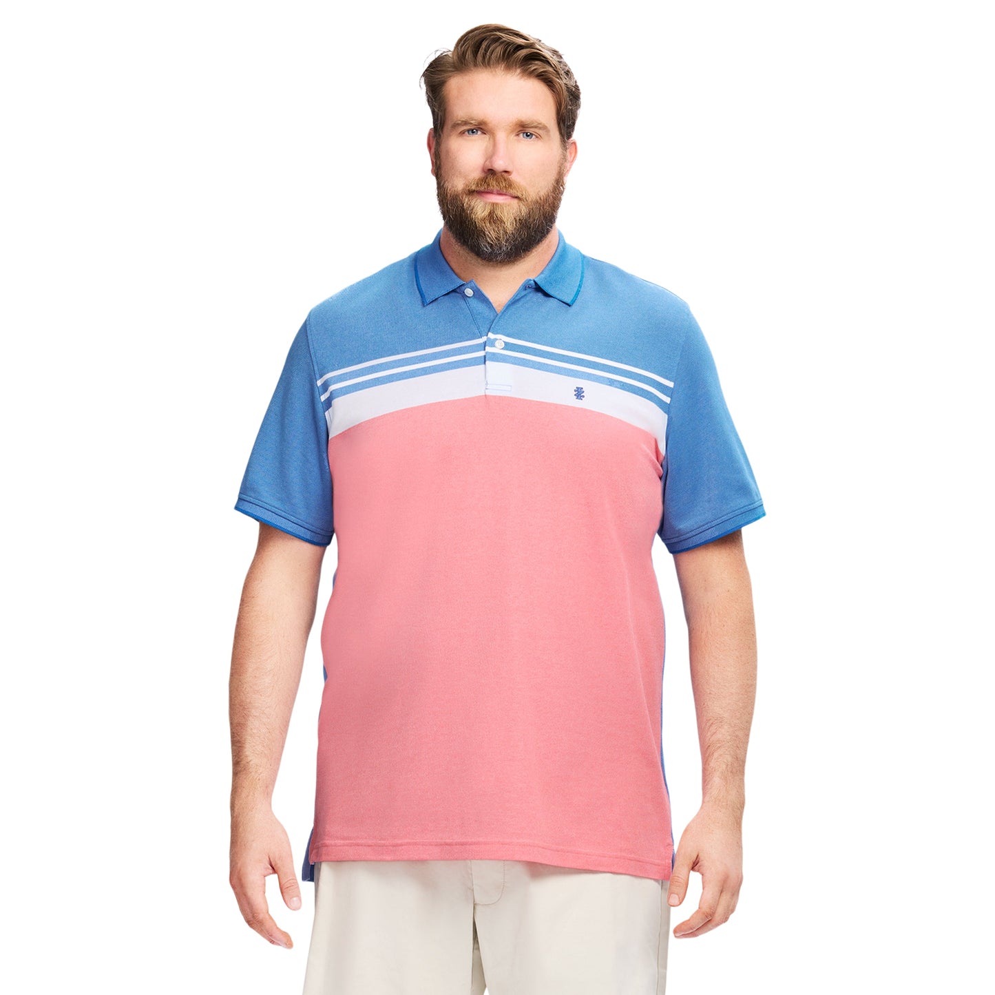 Izod BIG & TALL ADVANTAGE PERFORMANCE STRIPED POLO - LAPIS BLUE
