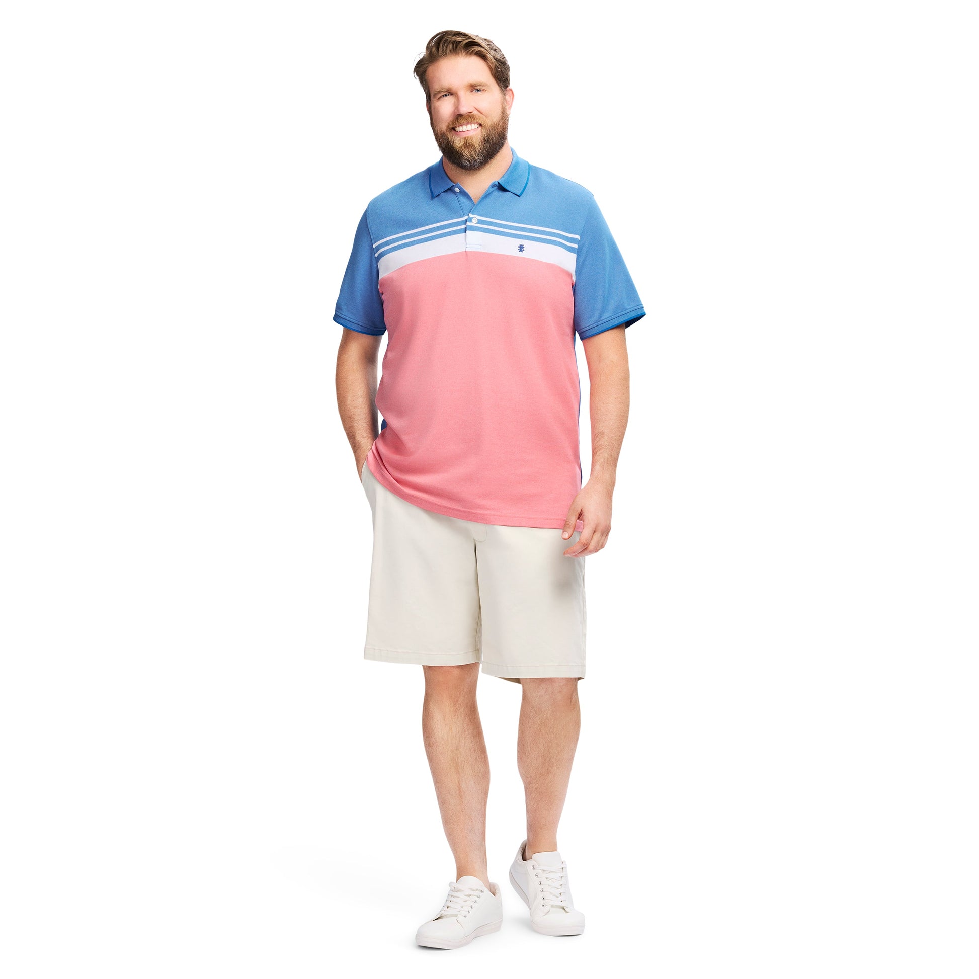 Izod BIG & TALL ADVANTAGE PERFORMANCE STRIPED POLO - LAPIS BLUE