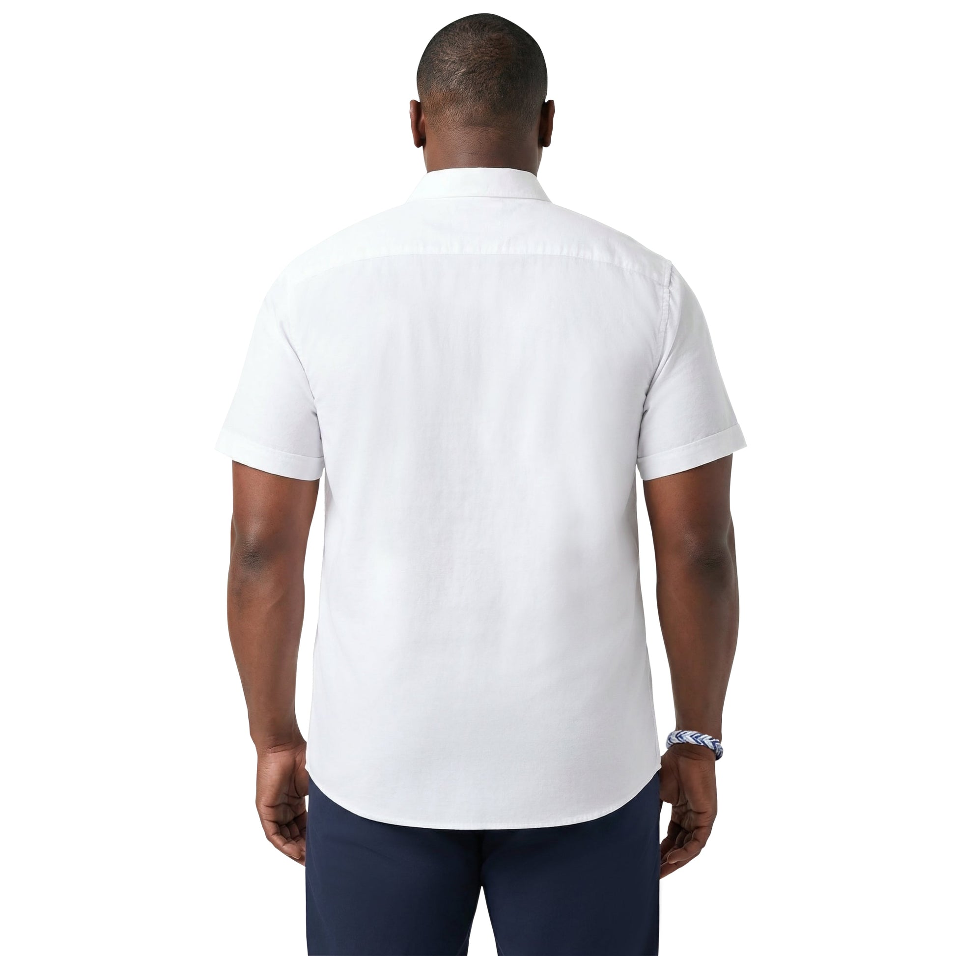 Izod BIG & TALL DOCKSIDE CHAMBRAY S/S BUTTON-DOWN SHIRT - BRIGHT WHITE