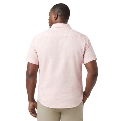 Izod BIG & TALL DOCKSIDE CHAMBRAY S/S BUTTON-DOWN SHIRT - PEACH COBBLER