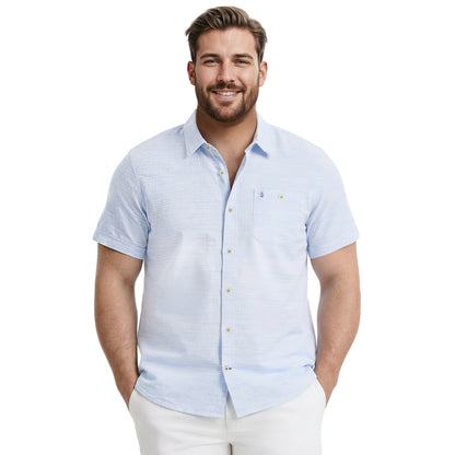 Izod BIG & TALL DOCKSIDE CHAMBRAY S/S BUTTON-DOWN SHIRT - BLUE REVIVAL