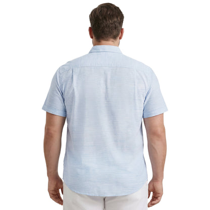 Izod BIG & TALL DOCKSIDE CHAMBRAY S/S BUTTON-DOWN SHIRT - BLUE REVIVAL