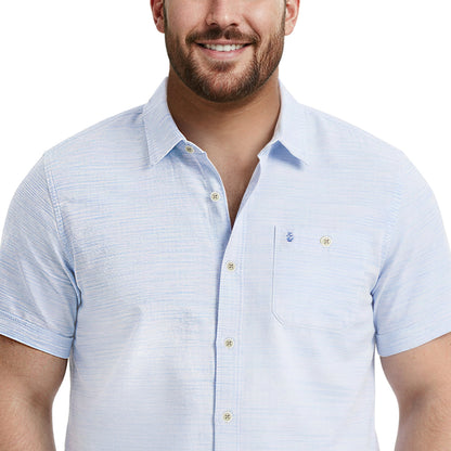 Izod BIG & TALL DOCKSIDE CHAMBRAY S/S BUTTON-DOWN SHIRT - BLUE REVIVAL