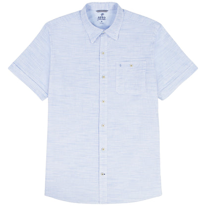 Izod BIG & TALL DOCKSIDE CHAMBRAY S/S BUTTON-DOWN SHIRT - BLUE REVIVAL