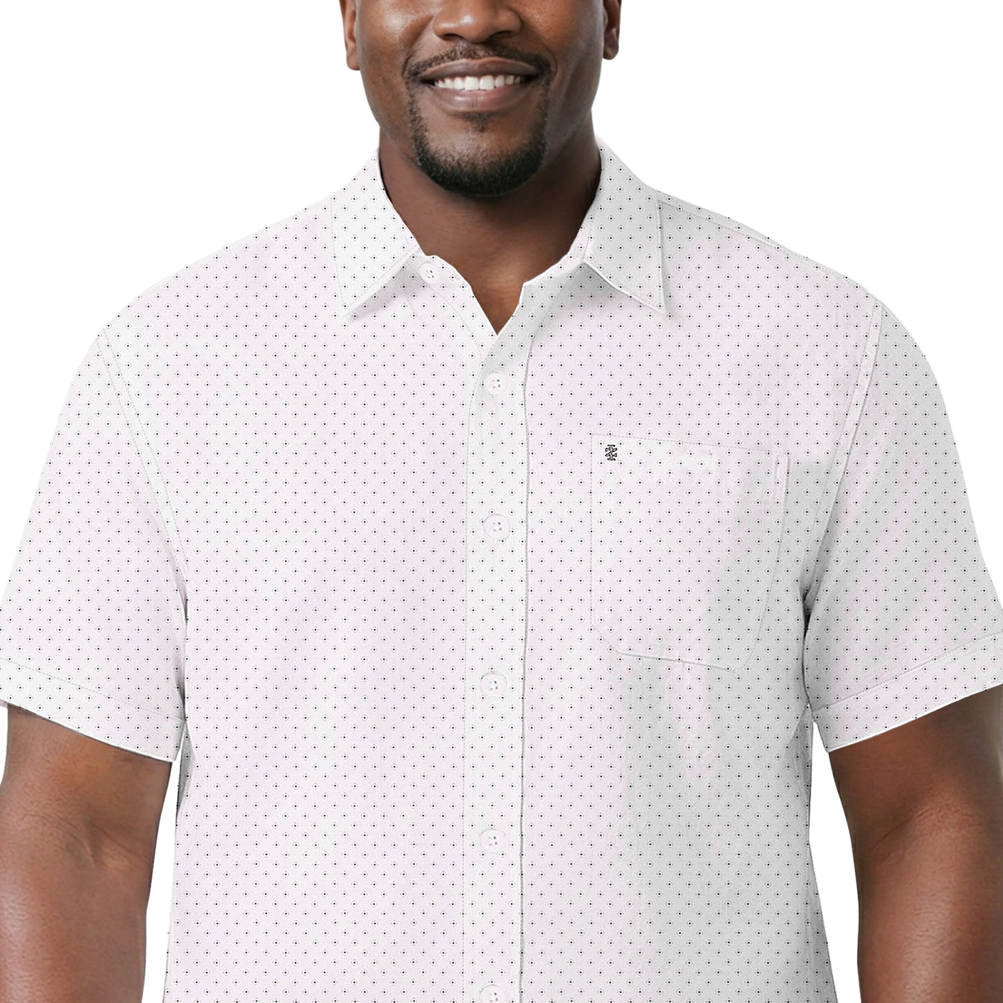 Izod BIG & TALL BREEZE S/S PRINTED BUTTON-DOWN SHIRT - BRIGHT WHITE