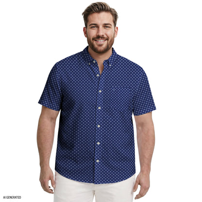 Izod BIG & TALL BREEZE S/S PRINTED BUTTON-DOWN SHIRT - TWILIGHT BLUE