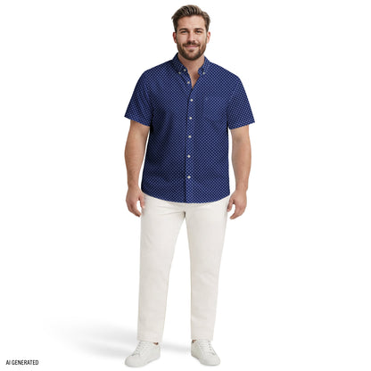 Izod BIG & TALL BREEZE S/S PRINTED BUTTON-DOWN SHIRT - TWILIGHT BLUE