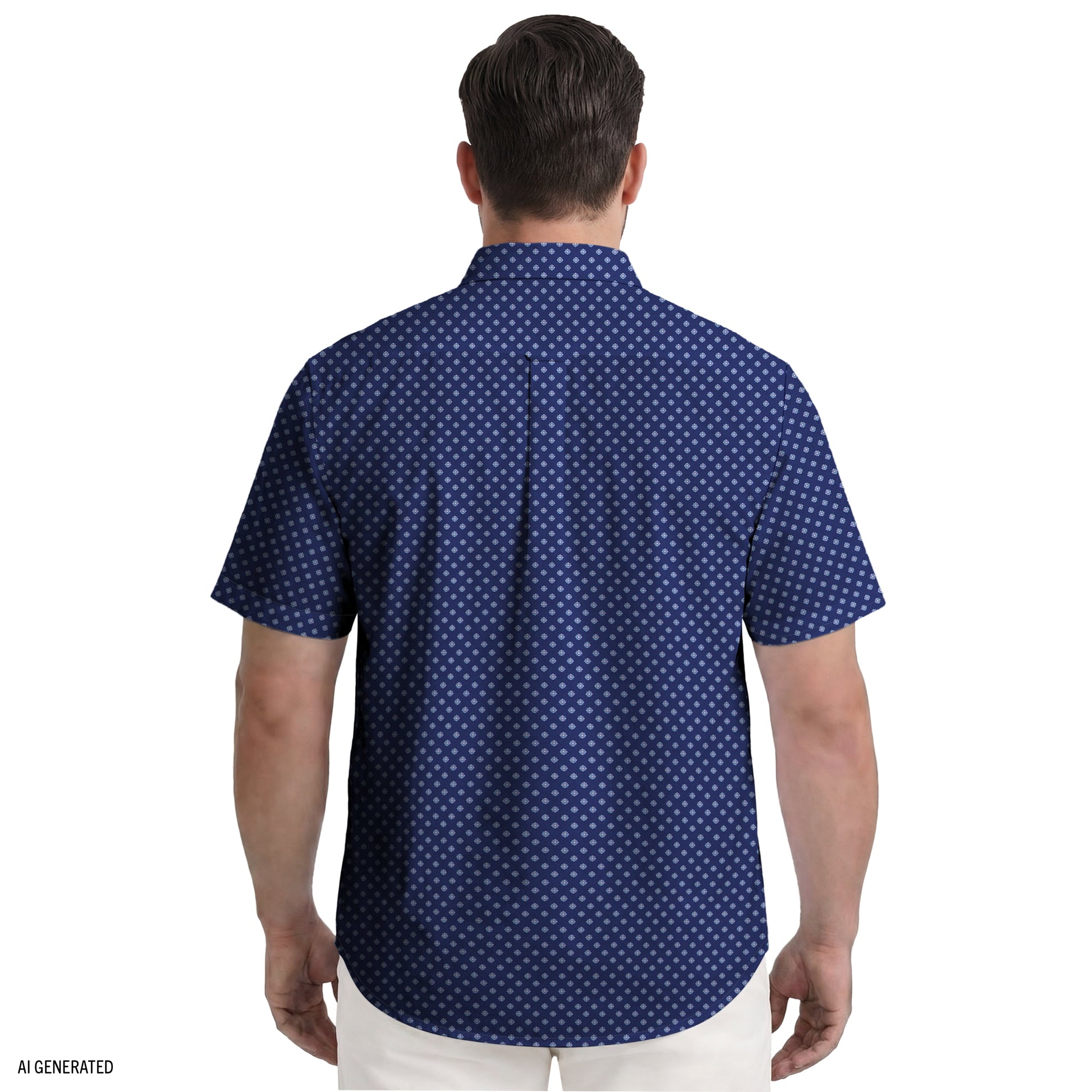 Izod BIG & TALL BREEZE S/S PRINTED BUTTON-DOWN SHIRT - TWILIGHT BLUE