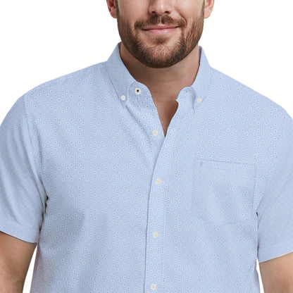 Izod BIG & TALL BREEZE S/S PRINTED BUTTON-DOWN SHIRT - CORNFLOWER BLUE