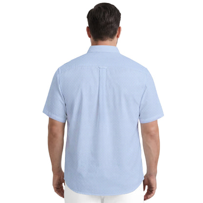 Izod BIG & TALL BREEZE S/S PRINTED BUTTON-DOWN SHIRT - CORNFLOWER BLUE