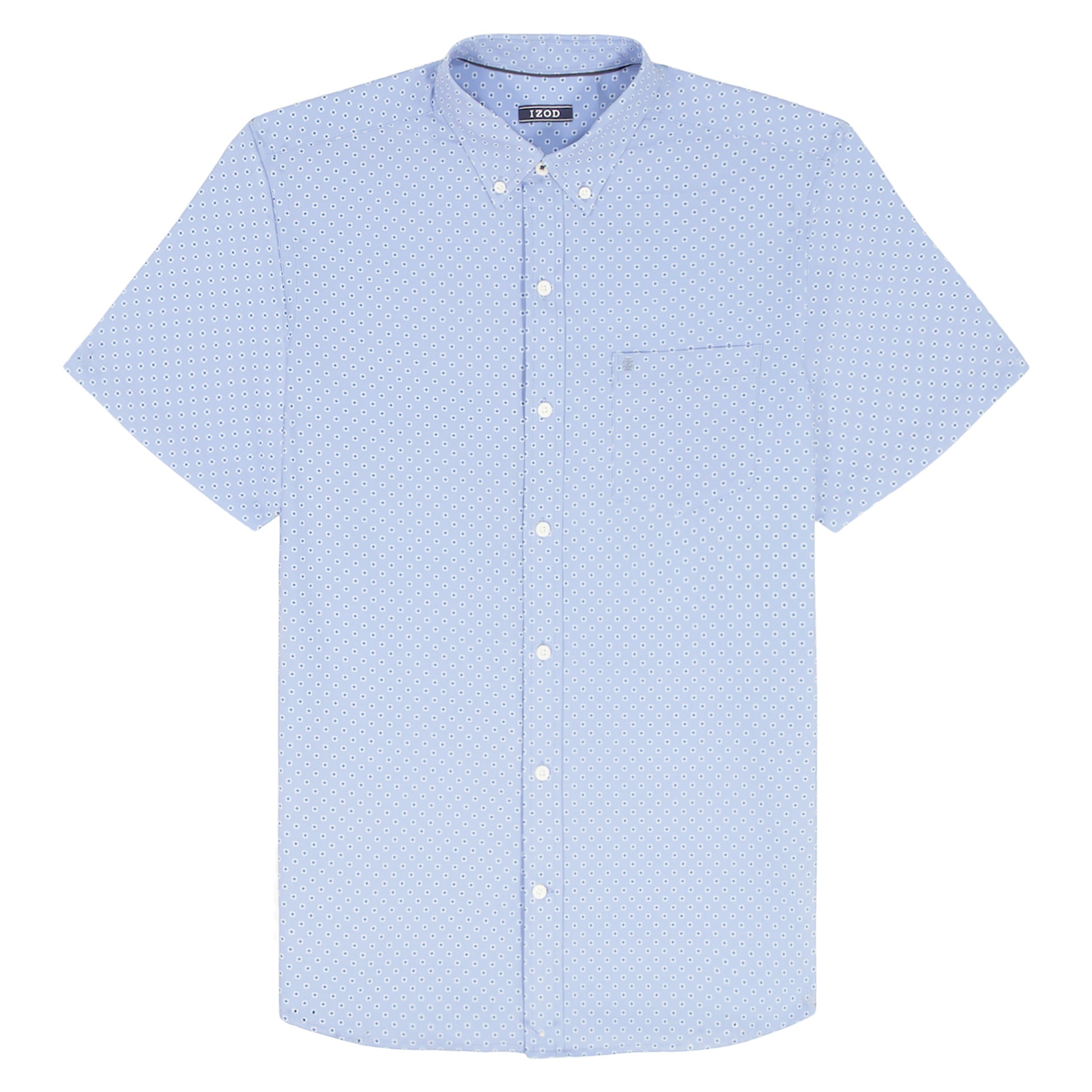Izod BIG & TALL BREEZE S/S PRINTED BUTTON-DOWN SHIRT - CORNFLOWER BLUE