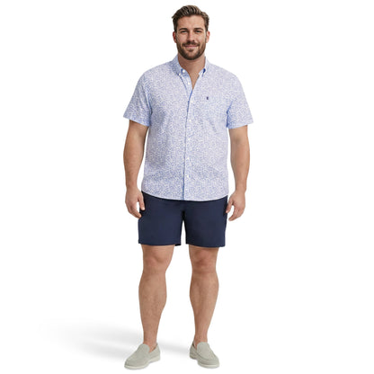 Izod BIG & TALL BREEZE S/S PRINTED BUTTON-DOWN SHIRT - CORNFLOWER BLUE